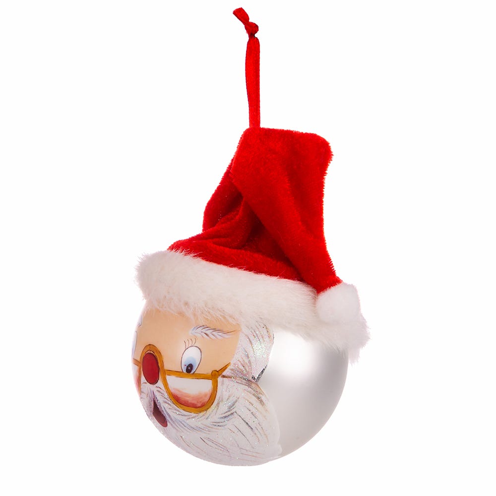 Kurt Adler 4-Inch Glass Painted Santa Face Ball Ornament